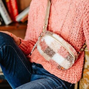 BOUTIQUE - Plaid Sling Crossbody Bag